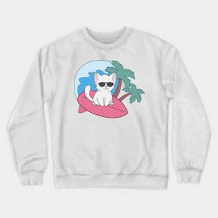 White Cat at the beach Crewneck Sweatshirt